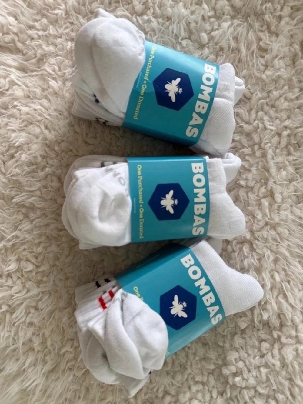 Bombas White Athletic Ankle Socks - Pack of 3